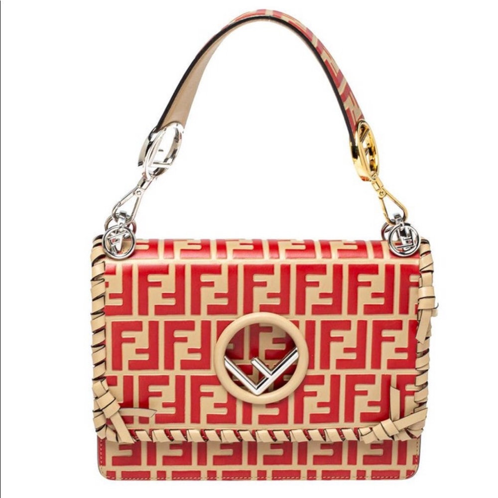Authentic Fendi Leather Kan I F Shoulder Bag
